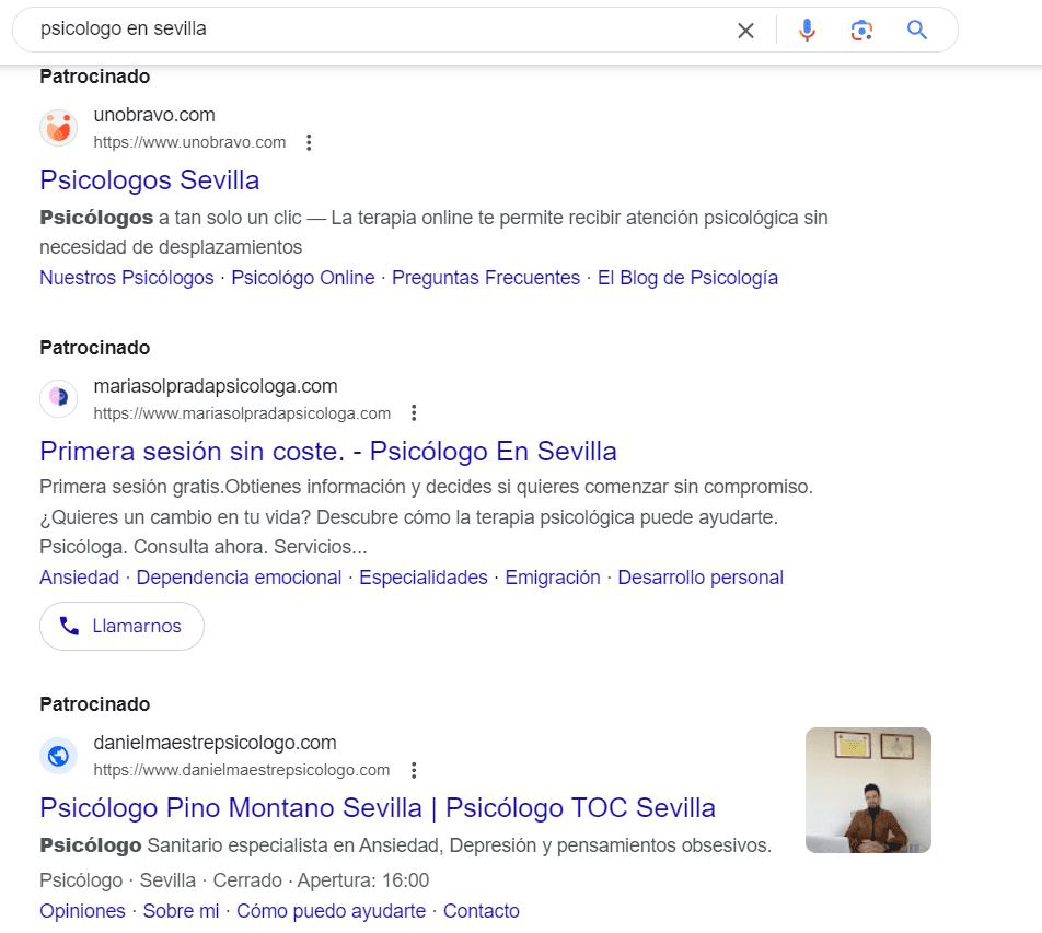 google ads psicologos